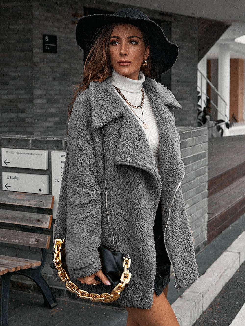 3a7e3dea6301439aabc588c3f42bda39-Max Zip-Up Collared Teddy Jacket - Image 3