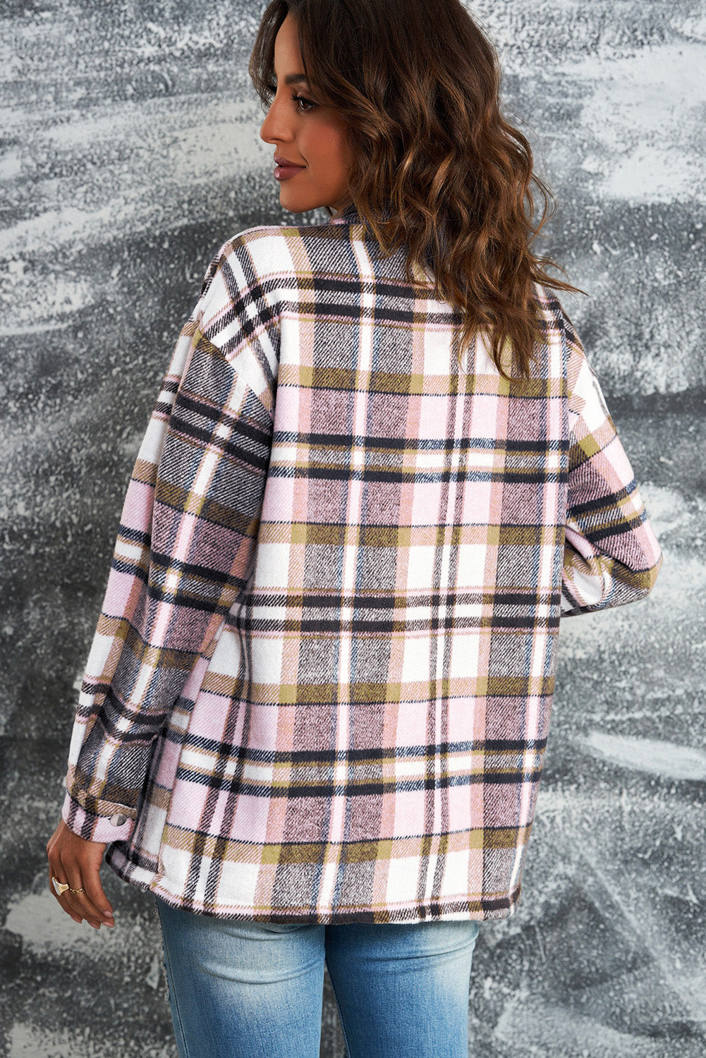 4f6016021eca4b07a10833405a2d3832-Max Plaid Button Front Shirt Jacket with Breast Pockets - Image 6
