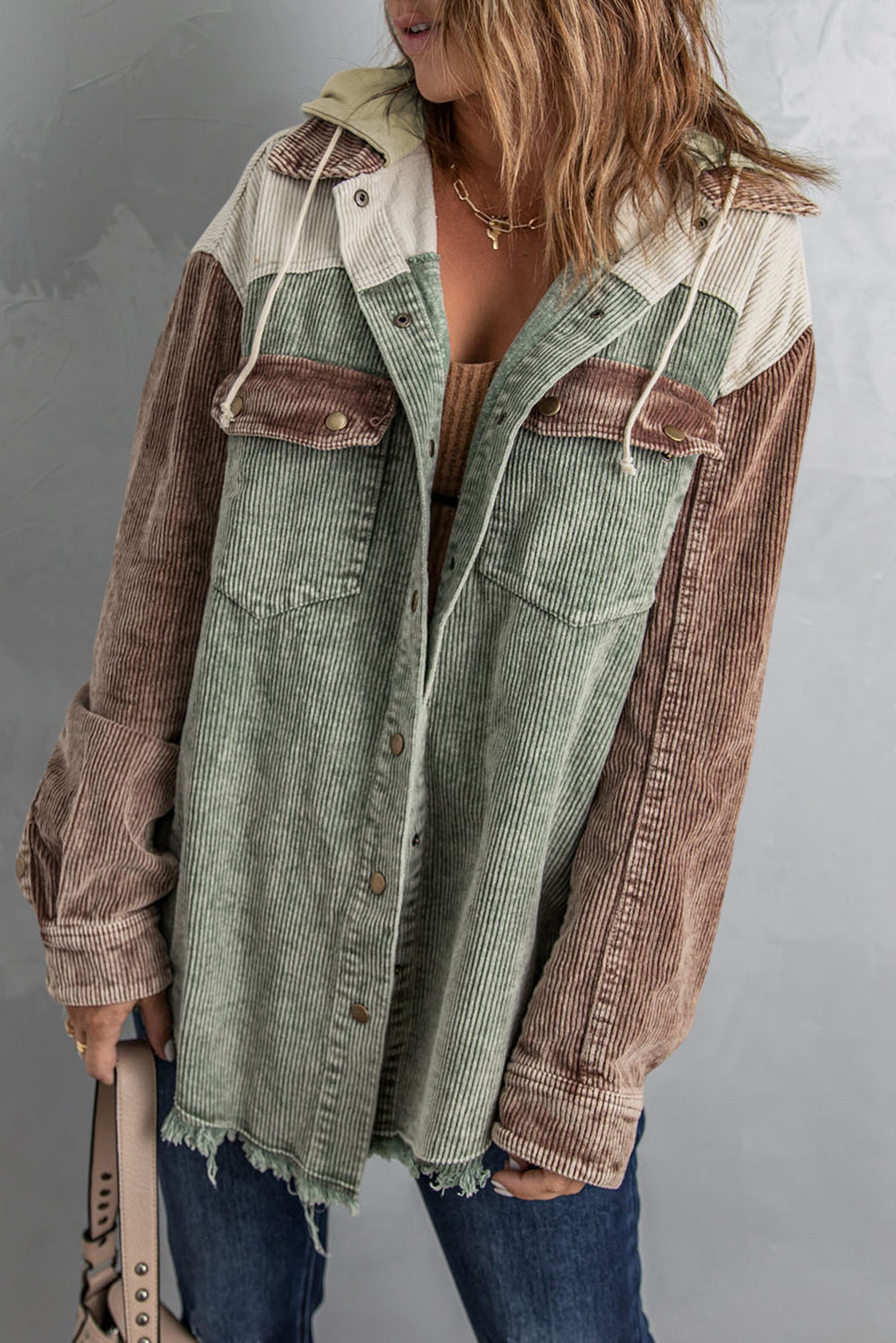 5541ce6572b14e5b919345aac1fbb6b5-Max Snap Front Hooded Corduroy Shacket - Image 20