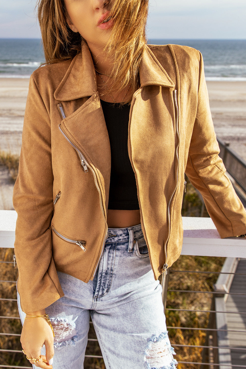 5db6c2cbe06b480b8c6c56183de9e311-Max Zip-Up Suede Jacket