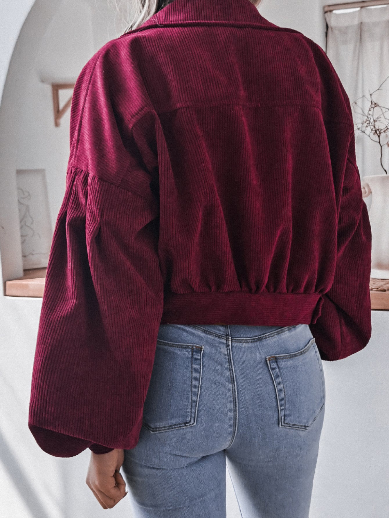 5e868f7a6ad649b9a5a98894084aa5d2-Max Lantern Sleeve Cropped Corduroy Jacket - Image 10