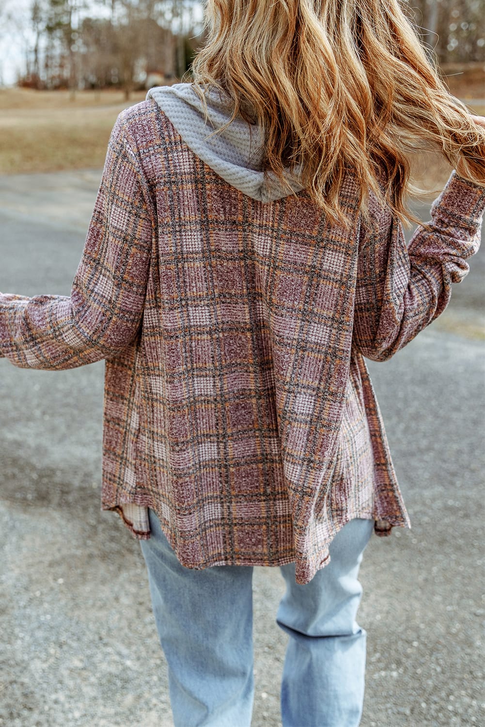 616b71f164cc45808f612345ed7e8681-Max Plaid Long Sleeve Hooded Jacket - Image 2