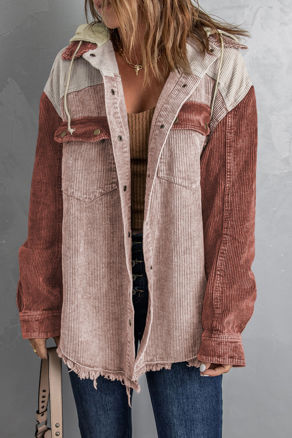 82268cbdfdfd4770af8bc9a0c164a1ab-Max Snap Front Hooded Corduroy Shacket - Image 13