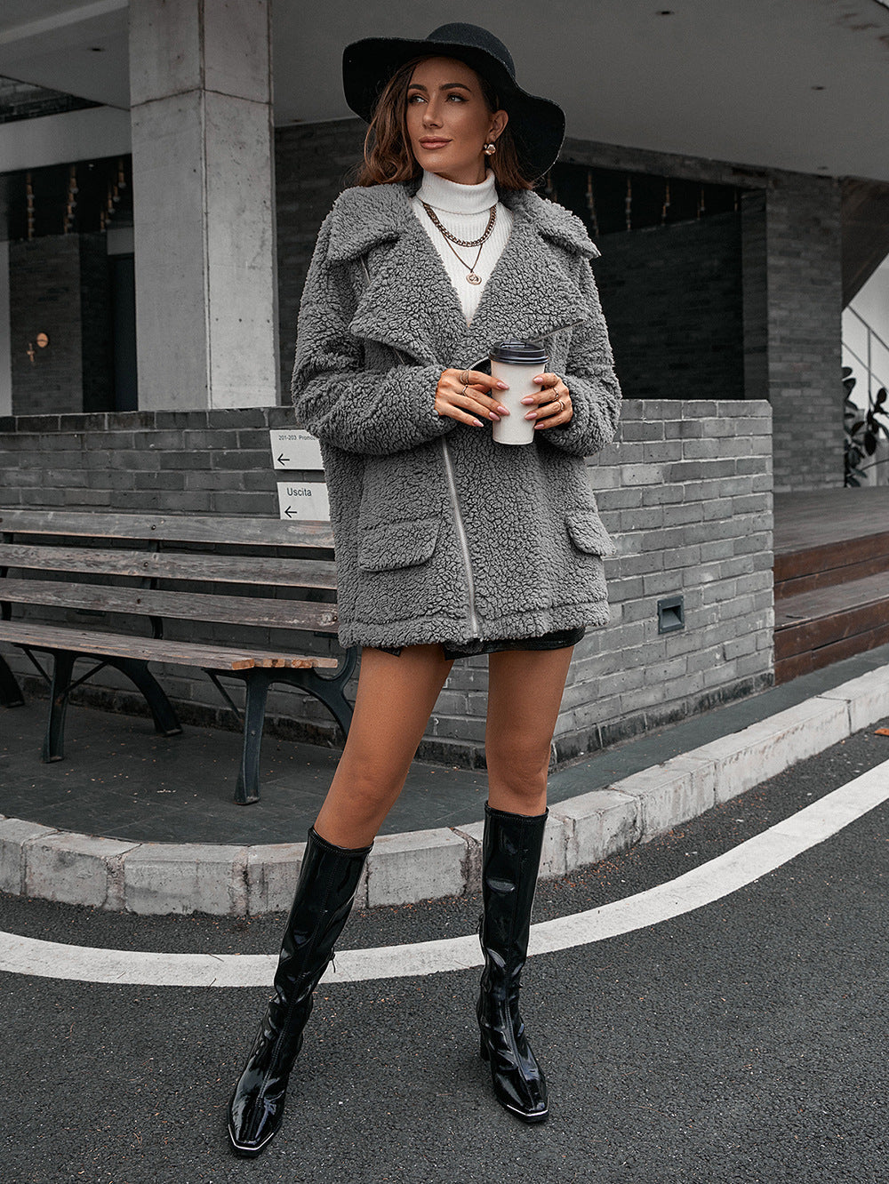 a3ff07d9f9594d74b9092823a4382154-Max Zip-Up Collared Teddy Jacket - Image 5