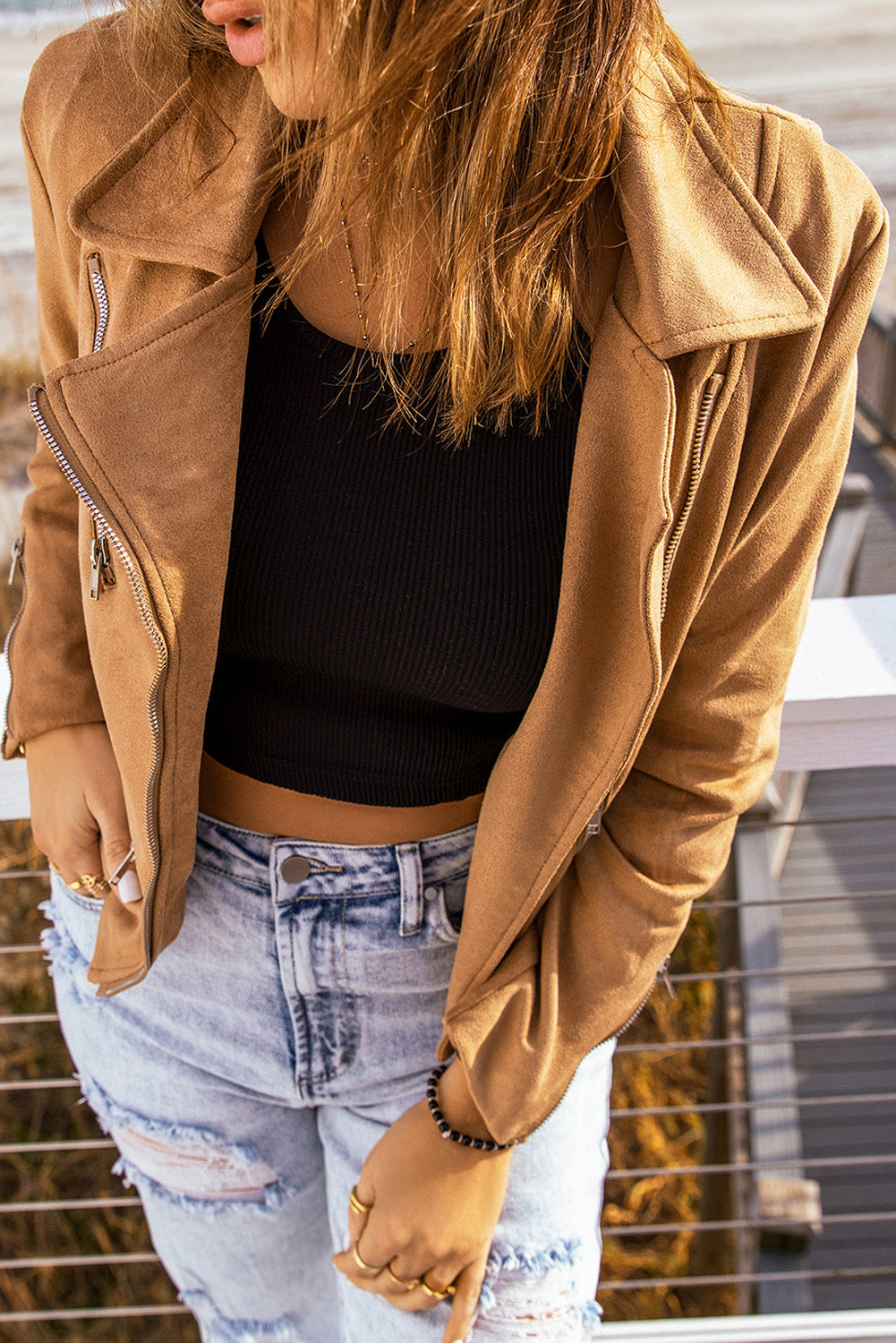 c09ab6f655b84beeb466294f697e2a83-Max Zip-Up Suede Jacket - Image 3