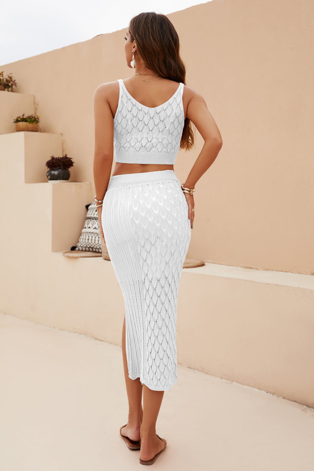 d2353553643e484abe1796181a5b0986-Max Openwork Cropped Tank and Split Skirt Set - Image 8