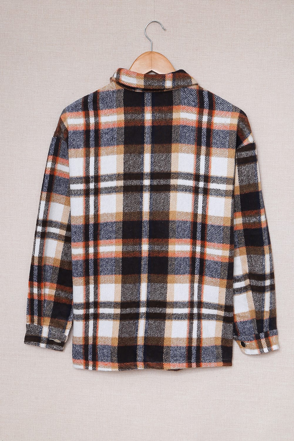 e1b8caa159e3455696422292d91cb38d-Max Plaid Button Front Shirt Jacket with Breast Pockets - Image 4